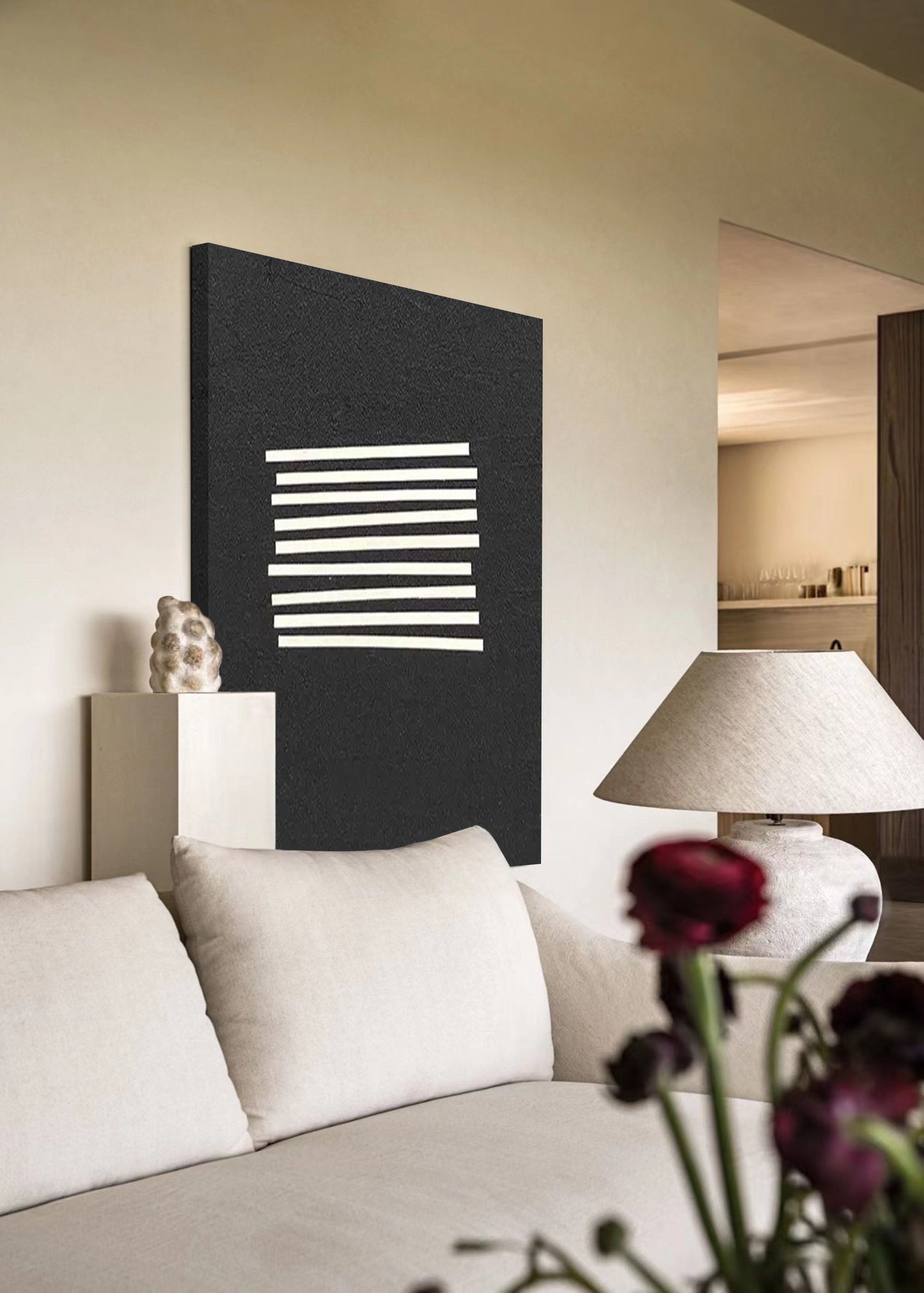 Elegant Minimalist Line Art Oil Painting for Modern Home Decor