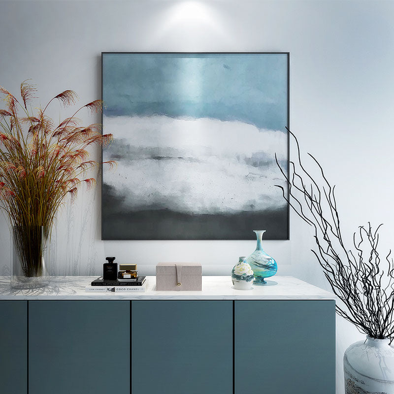 Serene Coastal Horizon – Modern Abstract Oil Painting for Contemporary Decor