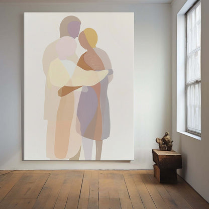 Abstract Minimalist Portrait of Love and Connection in Oil