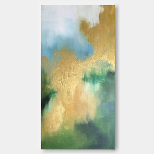 Stunning Abstract Oil Painting with Gold Accents for Modern Home Décor