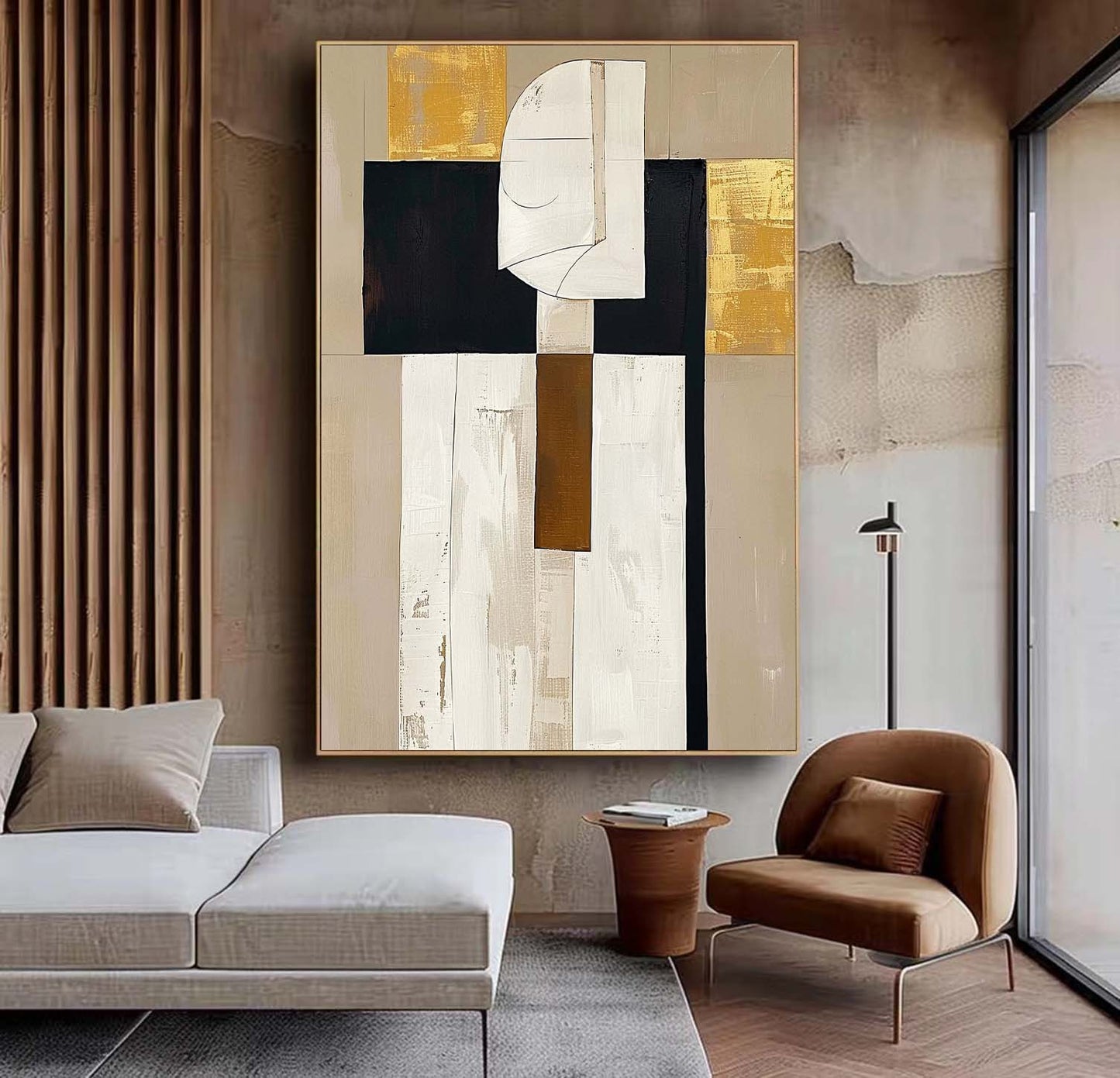 Modern Minimalist Portrait Oil Painting for Contemporary Home Decor