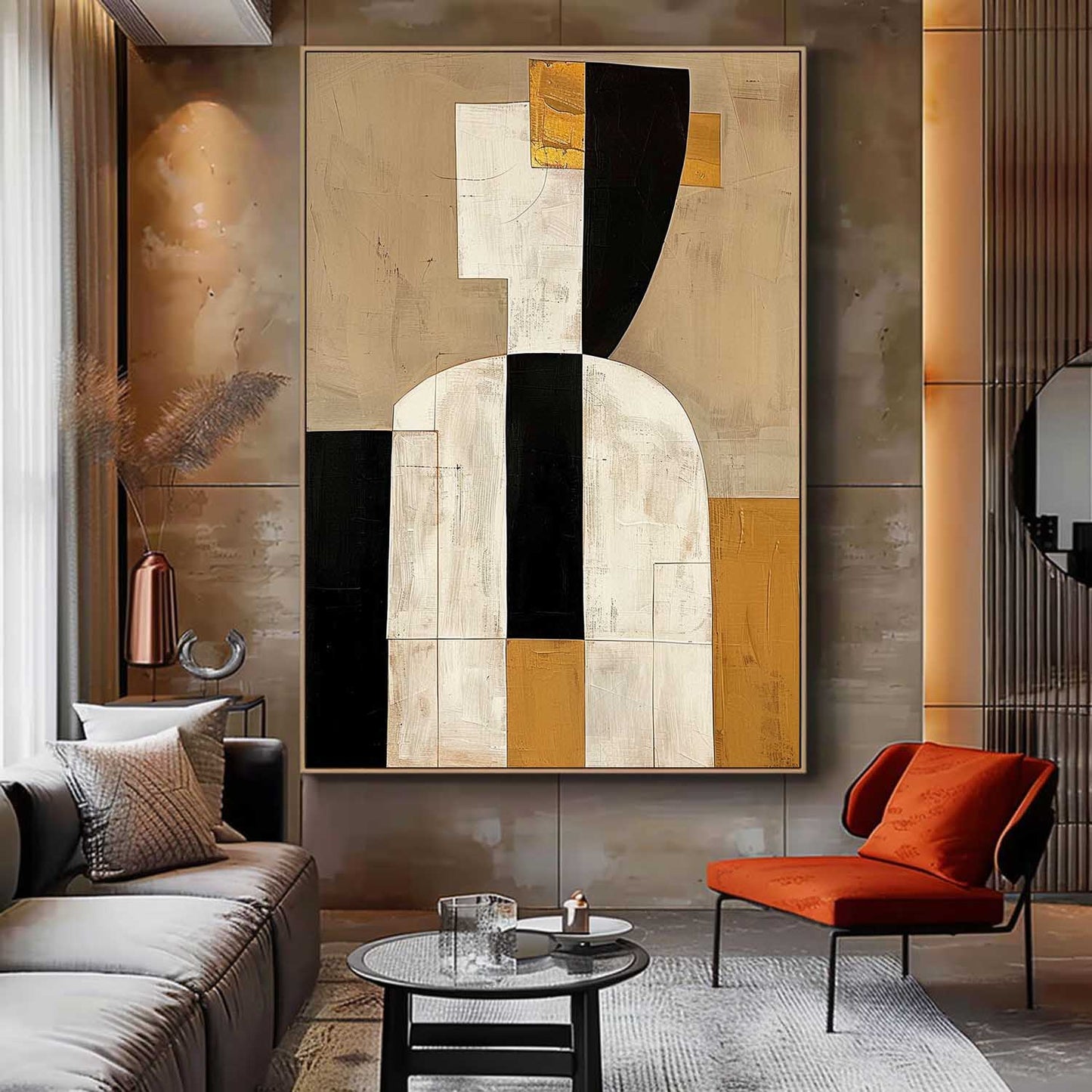 Contemporary Minimalist Human Form Oil Painting for Modern Art Lovers