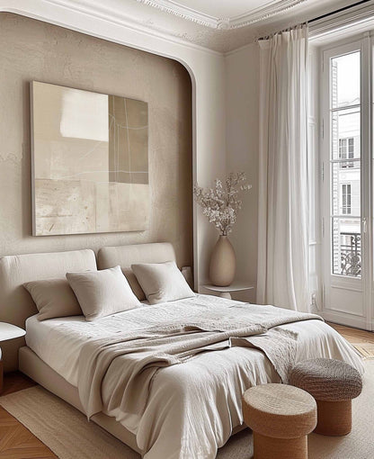 Elegant Minimalist Abstract Oil Painting in Neutral Tones for Modern Décor