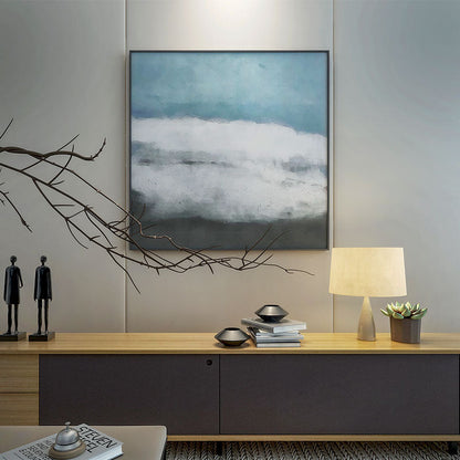 Serene Coastal Horizon – Modern Abstract Oil Painting for Contemporary Decor