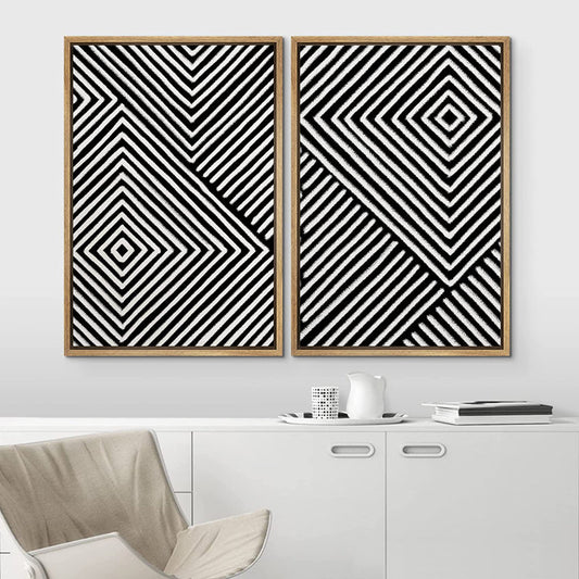 Modern Black and White Geometric Canvas Wall Art Set for Contemporary Décor