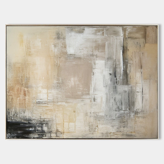 Contemporary Neutral Abstract Oil Painting for Modern Home Decor