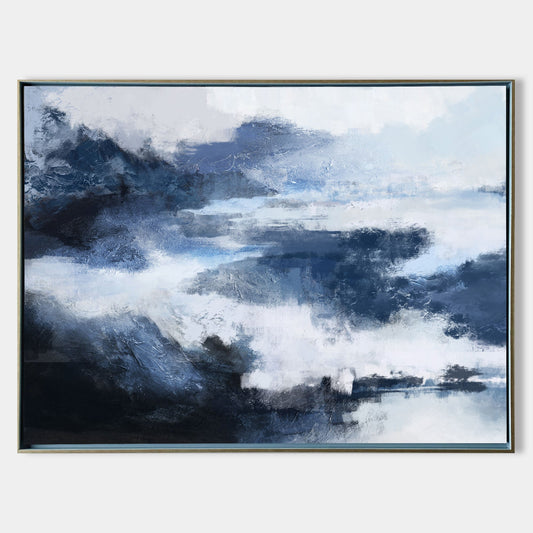 Stunning Blue Abstract Oil Painting for Modern Home Decor