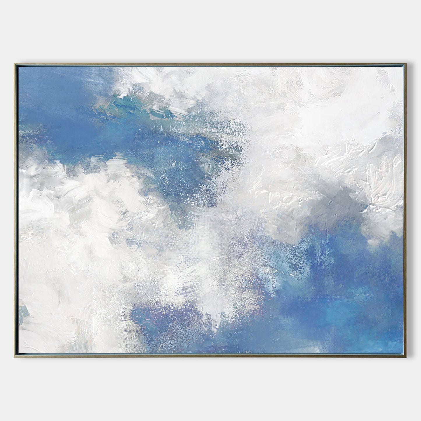 Serene Blue Abstract Landscape Oil Painting for Modern Home Decor