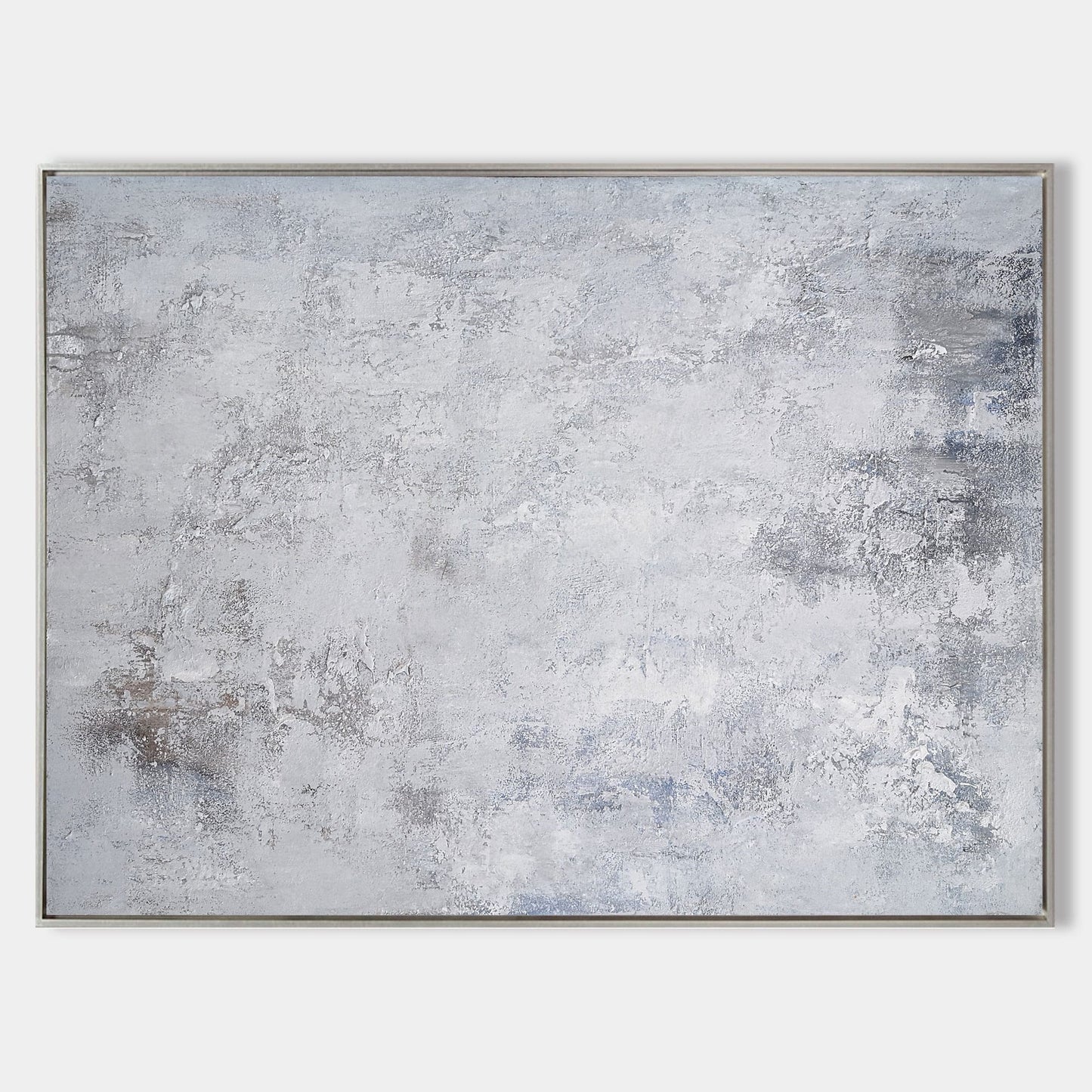 Modern Gray and White Abstract Oil Painting for Minimalist Home Decor