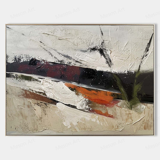 Abstract Wabi-Sabi Landscape Oil Painting for Modern Home Decor