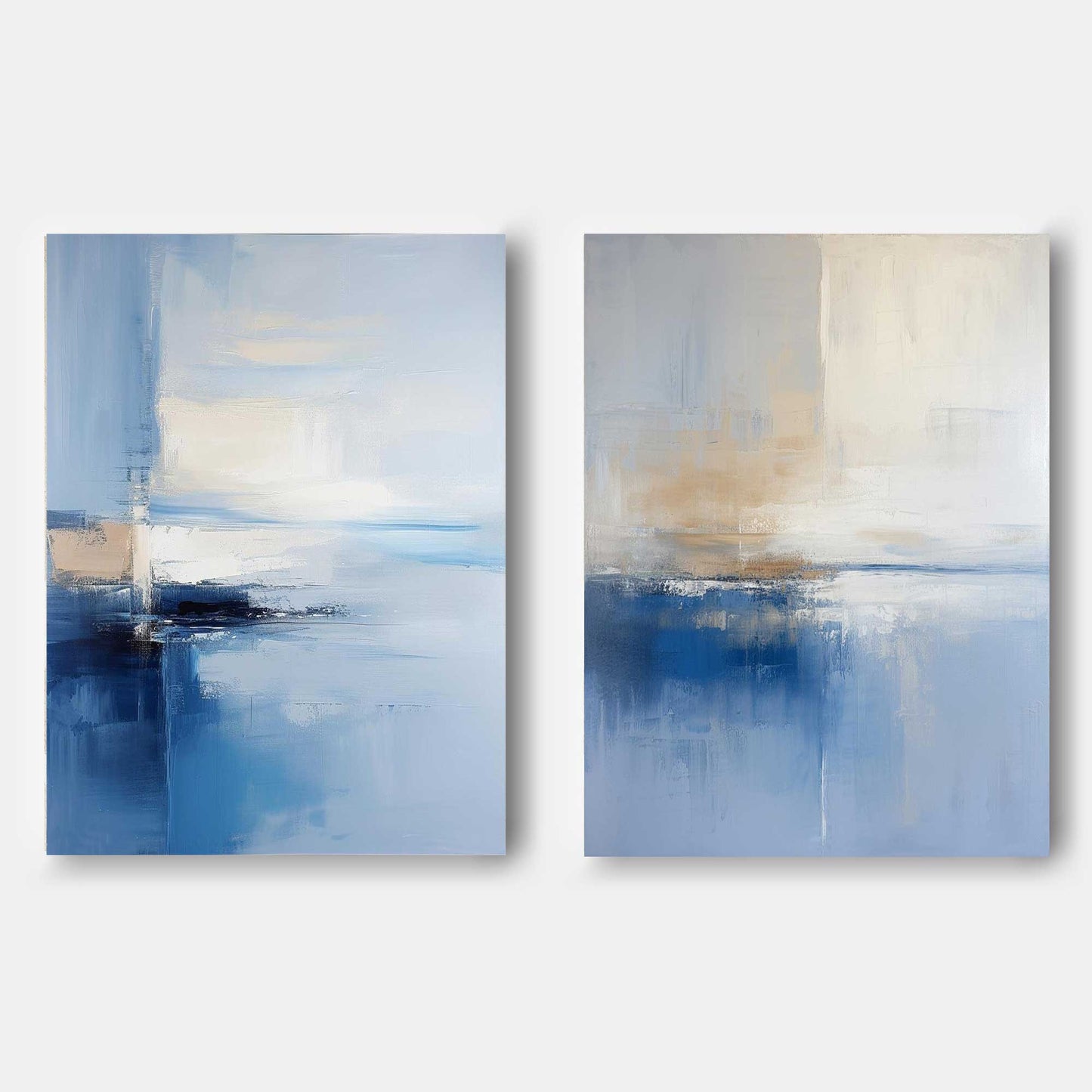 Serene Abstract Ocean Landscape Oil Painting for Modern Home Decor