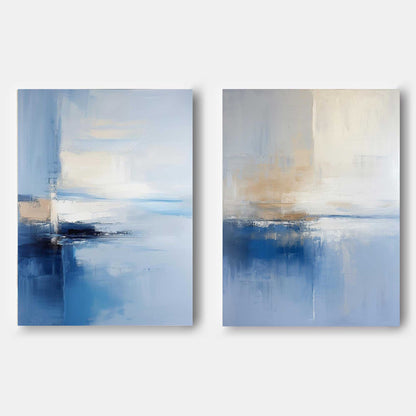 Serene Abstract Ocean Landscape Oil Painting for Modern Home Decor