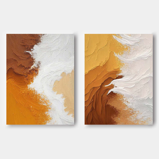 Stunning Abstract Oil Painting in Warm Earth Tones for Modern Home Decor