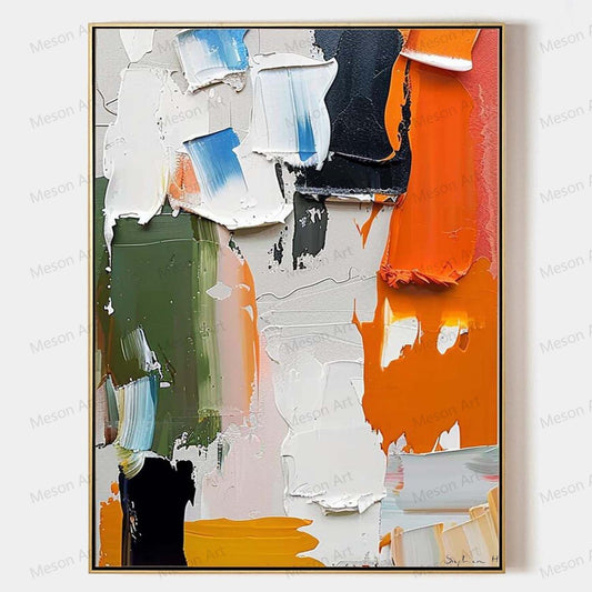 Vibrant Abstract Oil Painting with Striking Colors and Textures for Modern Decor