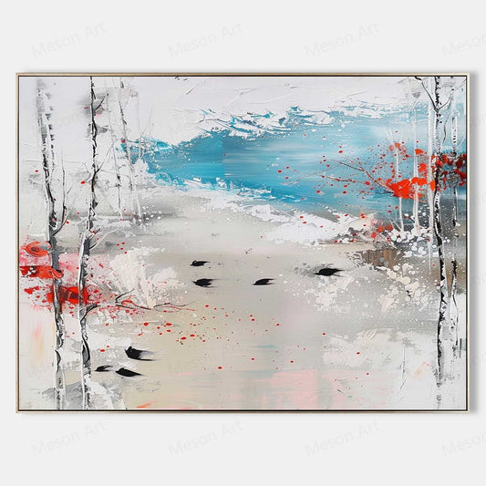 Abstract Landscape Oil Painting with Vibrant Colors and Textured Finish