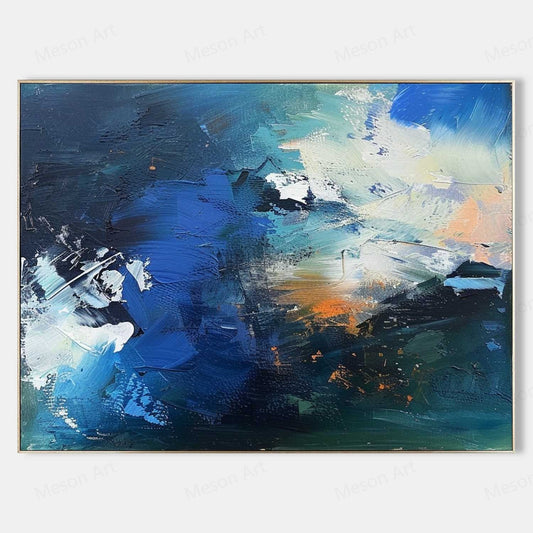 Vibrant Abstract Ocean Wave Oil Painting for Modern Home Decor