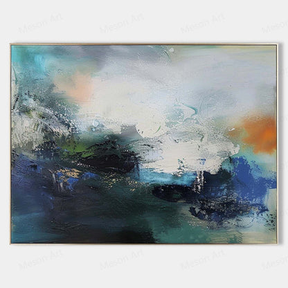 Vibrant Abstract Landscape Oil Painting for Modern Home Decor