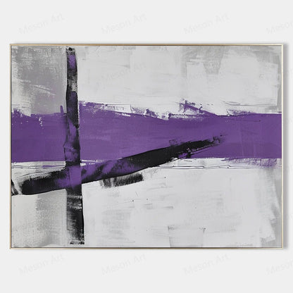 Abstract Purple Lines on Neutral Background - Elegant Modern Wall Art