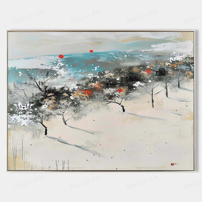 Serene Coastal Landscape Oil Painting – Modern Art for Home Decor