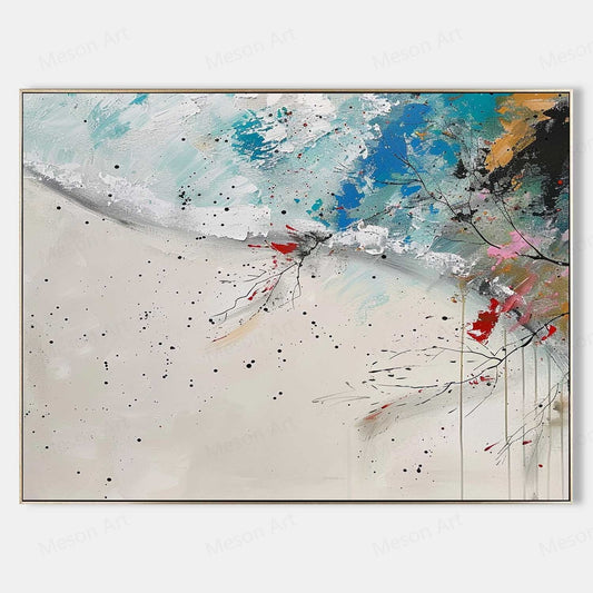 Abstract Landscape Oil Painting with Vibrant Colors and Textured Brushstrokes
