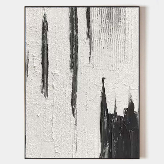 Contemporary Black and White Abstract Oil Painting for Modern Home Decor