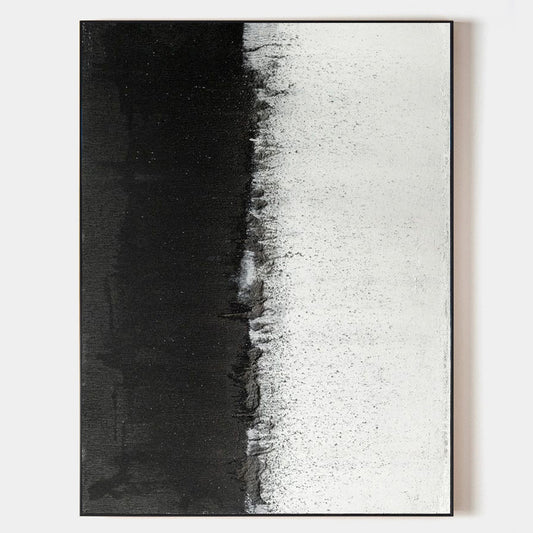 Stunning Black and White Minimalist Oil Painting for Modern Home Decor