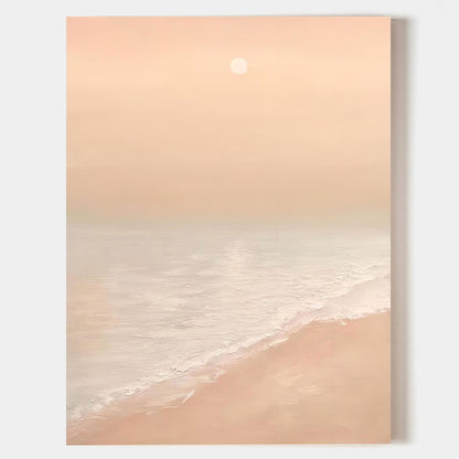 Serene Beach Sunset Oil Painting for Tranquil Home Decor