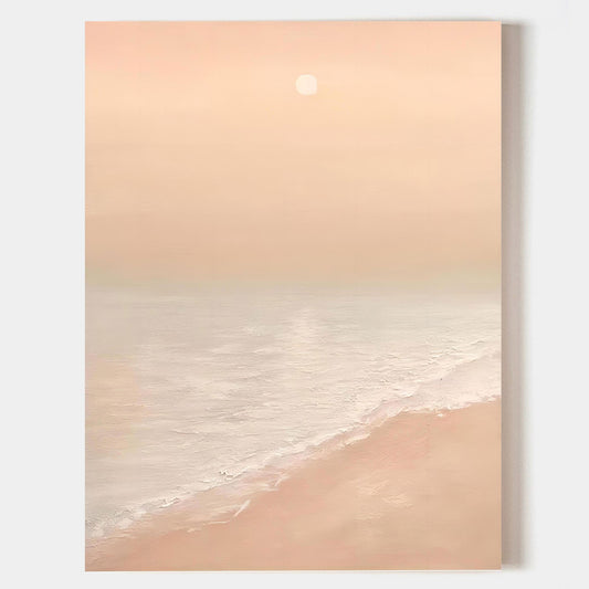 Serene Beach Sunset Oil Painting for Tranquil Home Decor