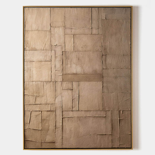 Minimalist Beige Oil Painting for Modern Home Decor