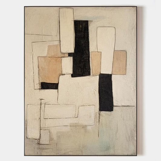 Contemporary Geometric Abstract Oil Painting for Modern Home Decor