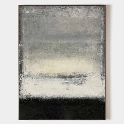 Contemporary Black, White, and Grey Abstract Oil Painting for Modern Decor