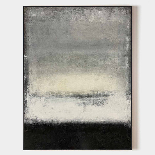 Contemporary Black, White, and Grey Abstract Oil Painting for Modern Decor
