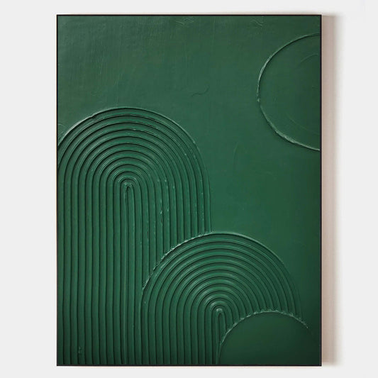 Textured Green Minimalist Abstract Oil Painting for Modern Home Décor