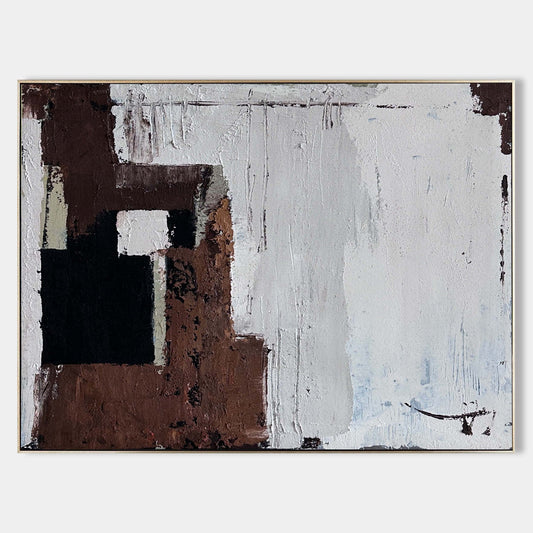 Contemporary Abstract Oil Painting with Rich Textures and Earthy Tones