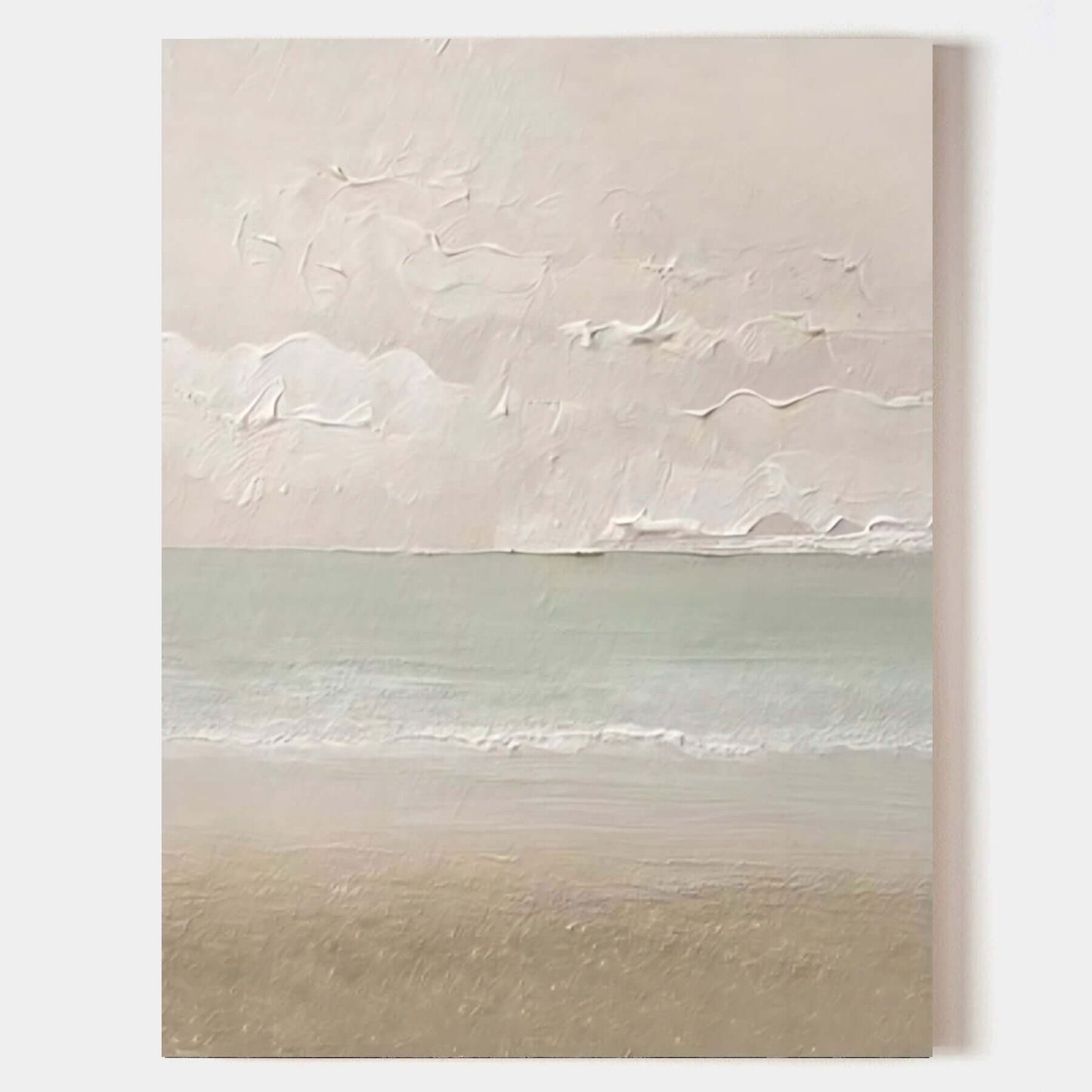 Tranquil Beach Sunrise Oil Painting for Coastal Home Decor