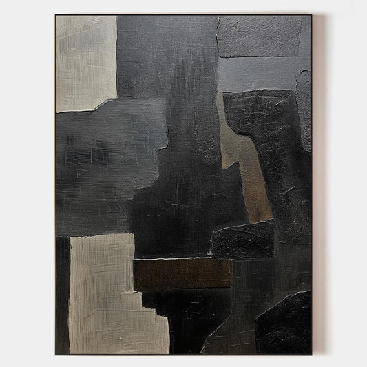 Contemporary Black Abstract Oil Painting for Modern Art Lovers