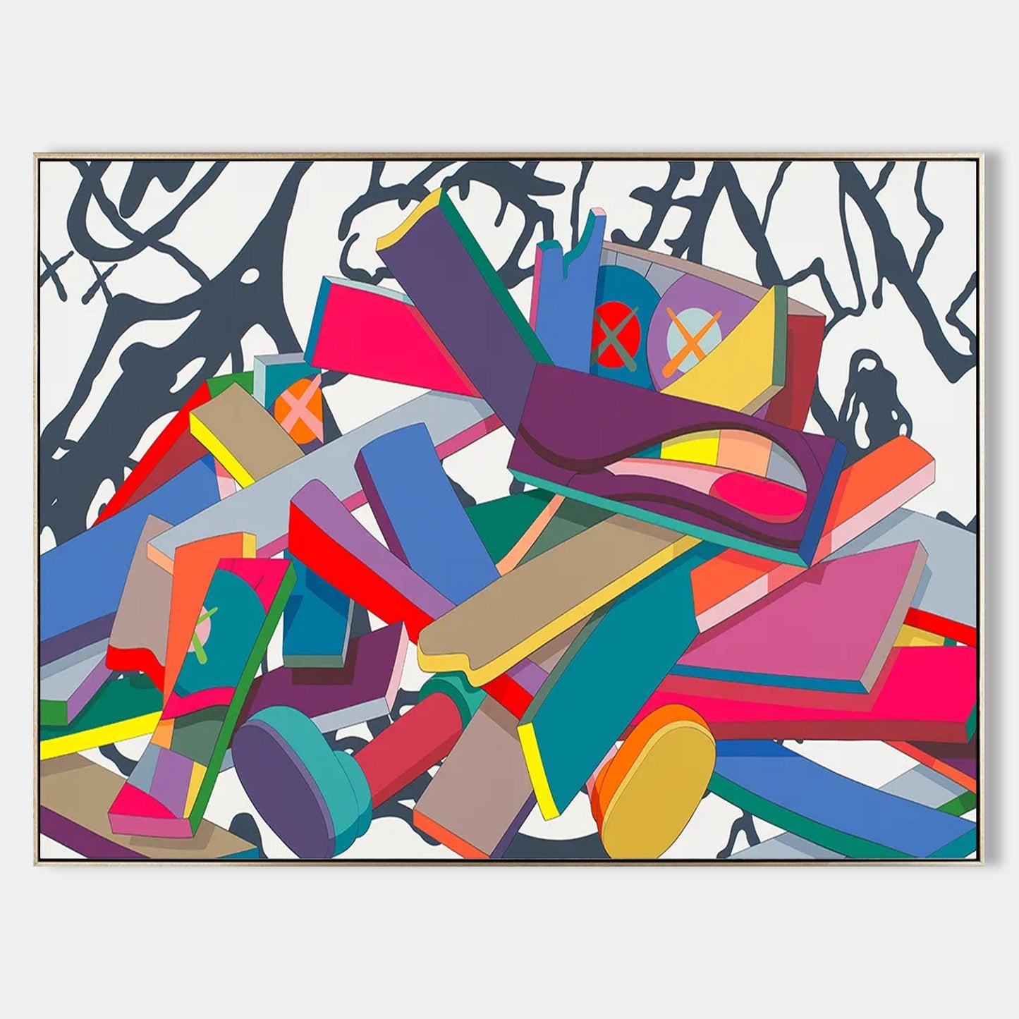 Vibrant Kaws-Inspired Abstract Oil Painting for Modern Art Lovers