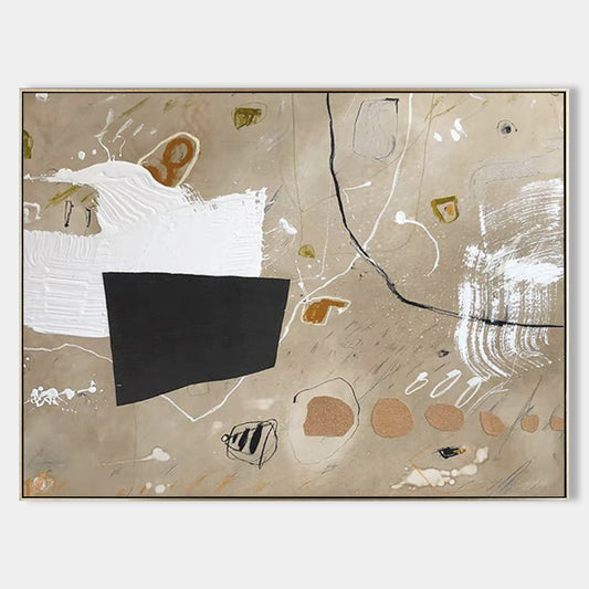 Contemporary Abstract Oil Painting with Energetic Textures and Bold Shapes