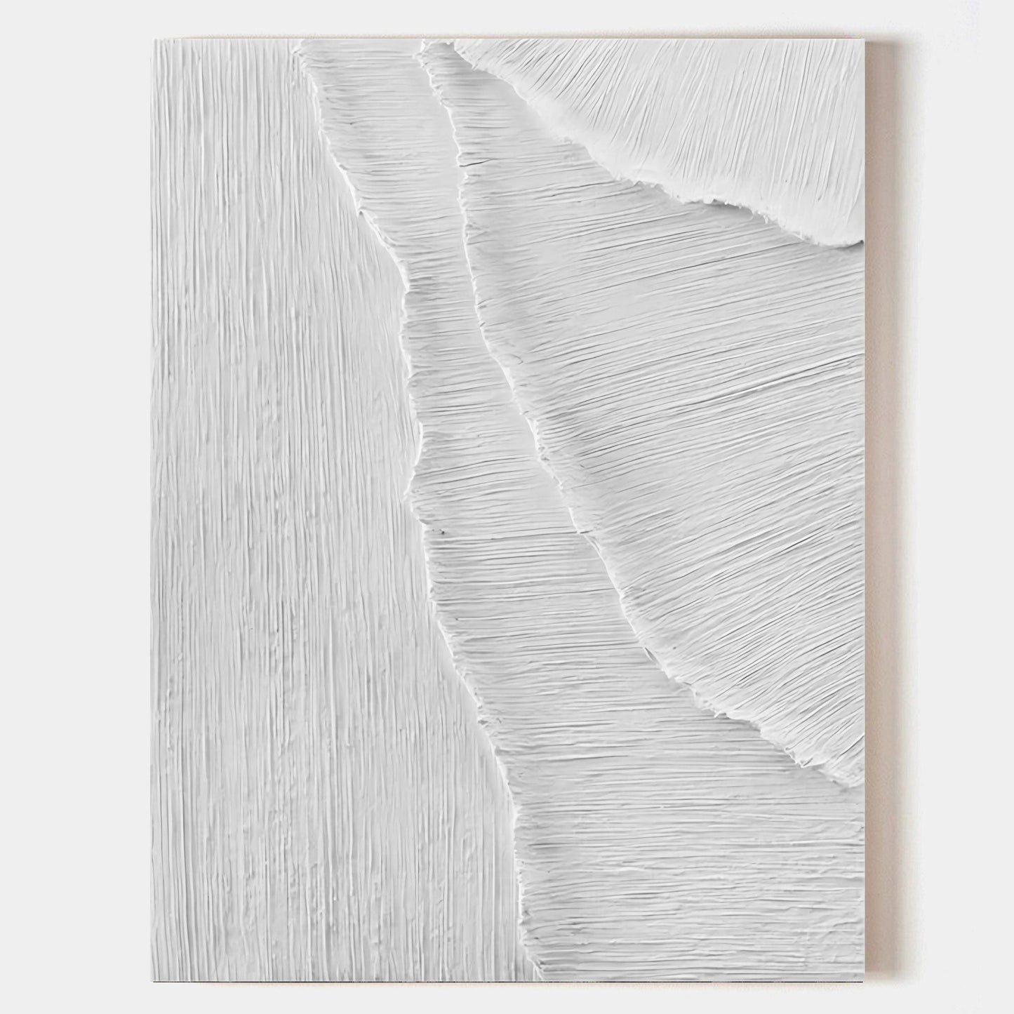 Serene Coastal Landscape Oil Painting - Textured White Waves on Canvas Art