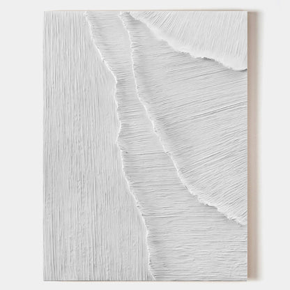 Serene Coastal Landscape Oil Painting - Textured White Waves on Canvas Art
