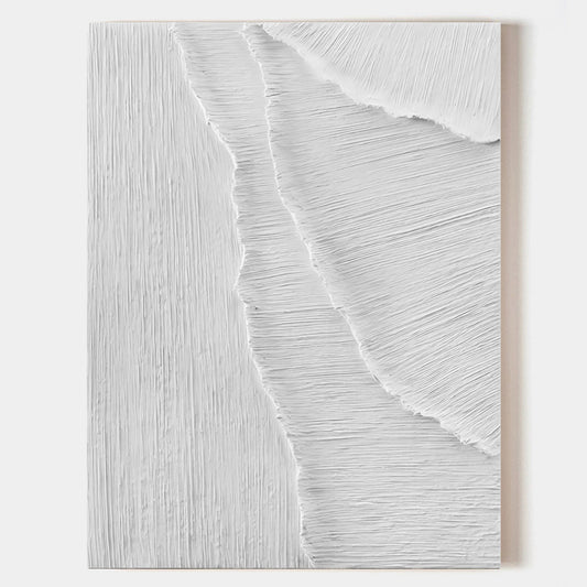 Serene Coastal Landscape Oil Painting - Textured White Waves on Canvas Art