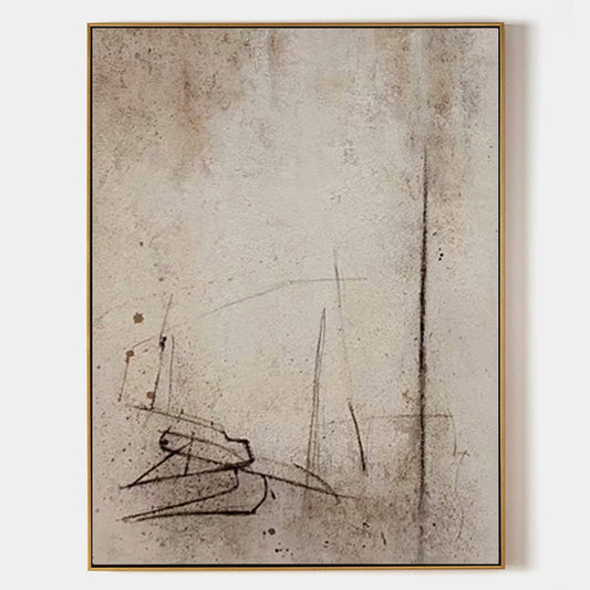 Contemporary Abstract Oil Painting with Subtle Textures and Lines