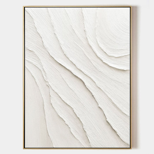 Textured White Abstract Oil Painting for Modern Home Decor