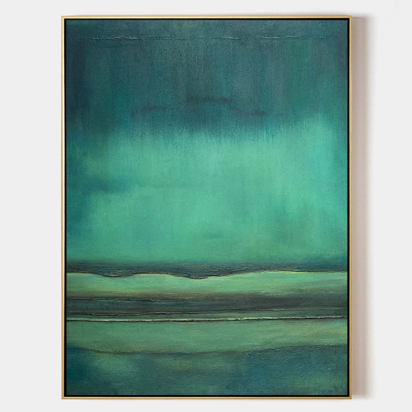 Tranquil Green Abstract Landscape Oil Painting for Modern Home Decor