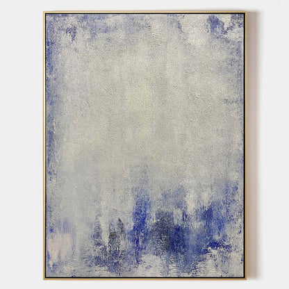 Serene Blue and White Abstract Oil Painting for Modern Home Decor