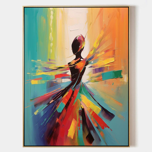 Colorful Abstract Dance Oil Painting for Modern Home Decor