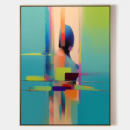 Vibrant Abstract Figure Oil Painting for Modern Home Decor