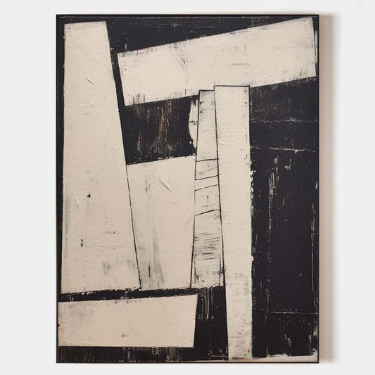 Contemporary Black and White Abstract Oil Painting for Modern Art Lovers
