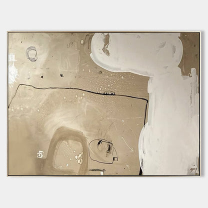 Contemporary Beige Abstract Oil Painting for Modern Home Décor