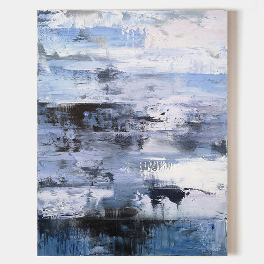 Serene Blue Coastal Abstract Painting for Modern Home Décor